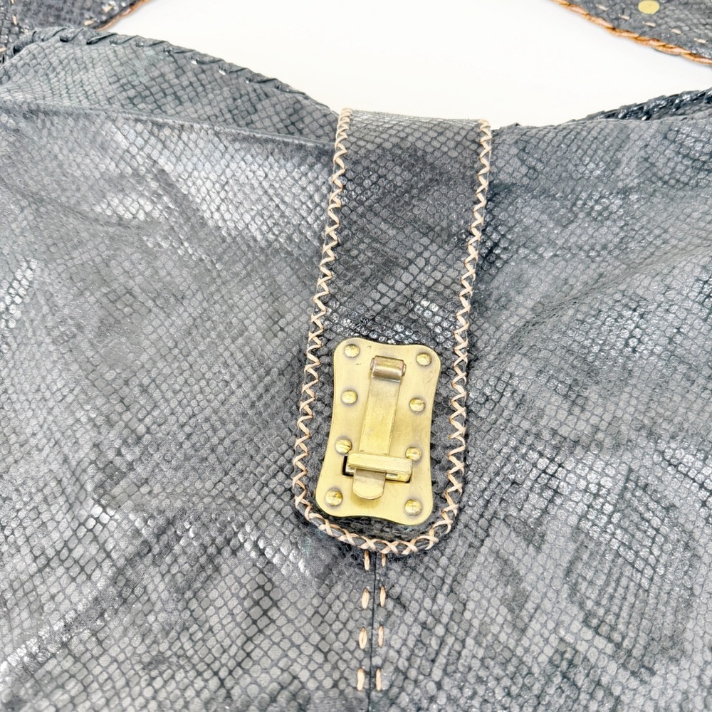 Carla Mancini Gray Snakeskin Leather Shoulder Bag… - image 2